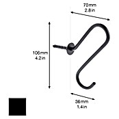 Wagner System Garderobenhaken WH431 (L x H: 70 x 106 mm, Schwarz, 1 Stk.) | BAUHAUS