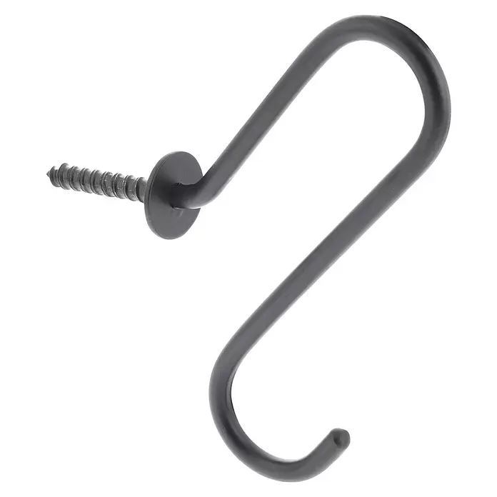 Wagner System Garderobenhaken WH431 - L x H: 70 x 106 mm, Schwarz, 1 Stk. - Dunkelgrauer S-förmiger Schraubhaken zum Aufhängen von Gegenständen.