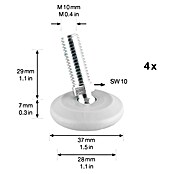 Wagner System Regulierschrauben (Durchmesser: 37 mm, Gewinde: M 10, Weiß) | BAUHAUS