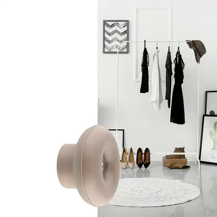 Wagner System Garderobenhaken DOT - Ø x H: 50 x 30 mm, Taupe, 1 Stk. - Großer, hellbeiger, texturierter Knauf mit rundem, donutartigem Kopf.
