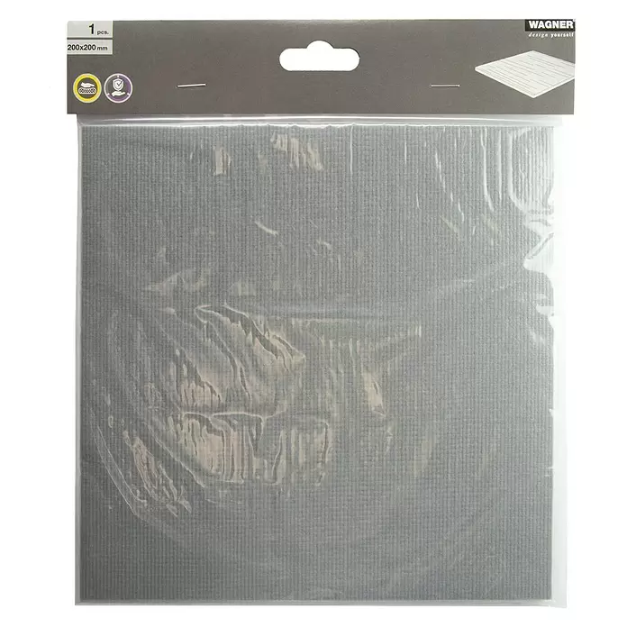 Wagner System Bodenschutzmatte - L x B x H: 200 x 200 x 4 mm, 1 Stk., Grau, Kleben - Graue, texturierte 200x200mm Wagner Bastelplatte in Klarsichtverpackung.