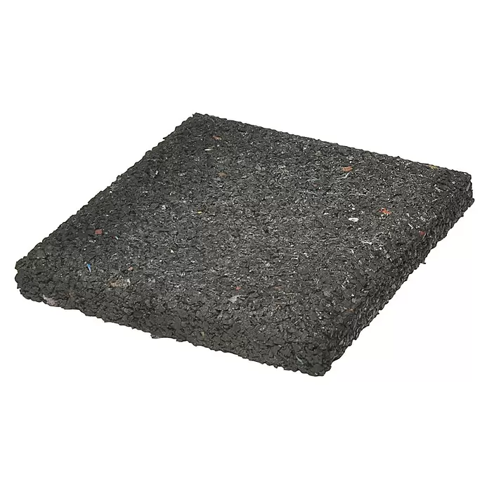 Wagner System Vibrationsdämpfer - L x B x H: 100 x 100 x 15 mm, Schwarz, 4 Stk. - Dunkelgraue rechteckige Gummi-Granulatplatte mit rauer, texturierter Oberfläche, geeignet als Sicherheitsbodenbelag oder Gehwegplatte.