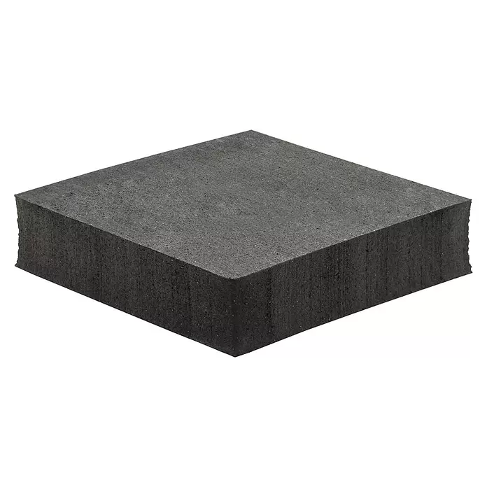 Wagner System Vibrationsdämpfer - L x B x H: 50 x 50 x 12 mm, Schwarz, 2 Stk. - Dunkelgrauer, texturierter rechteckiger Block aus recyceltem Gummi zur Isolierung und Stoßdämpfung.