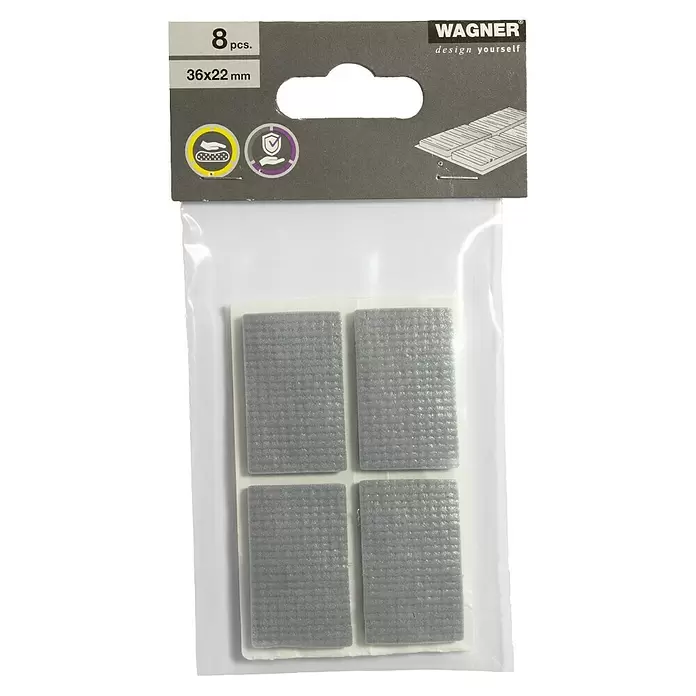 Wagner System Softpads - L x B x H: 36 x 22 x 4 mm, 8 Stk., Grau, Kleben - Packung mit 8 grauen rechteckigen Filzgleitern, 36x22 mm, zum Oberflächenschutz.