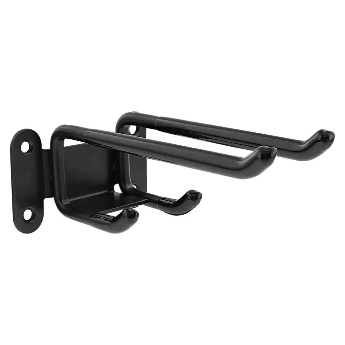 Wagner System Wandhaken WH2093 - L x B x H: 125 x 80 x 45 mm, 1 Stk. - Schwarzer Wandhaken aus Metall mit zwei oberen und zwei unteren Haken zum Aufhängen von Gegenständen.