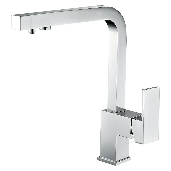 Imex Grifo de cocina ósmosis Capri - Cromo - Este grifo con caño y manija cuadrados presenta un acabado cromado brillante, creando un foco de atención elegante.