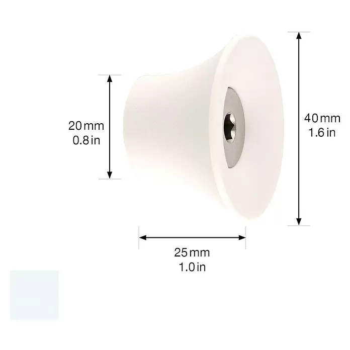 Wagner System Garderobenhaken - Ø x H: 40 x 25 mm, Lichtgrau, 1 Stk. - Weißer konischer Möbelknauf mit einer sternförmigen Schraube an der Basis.