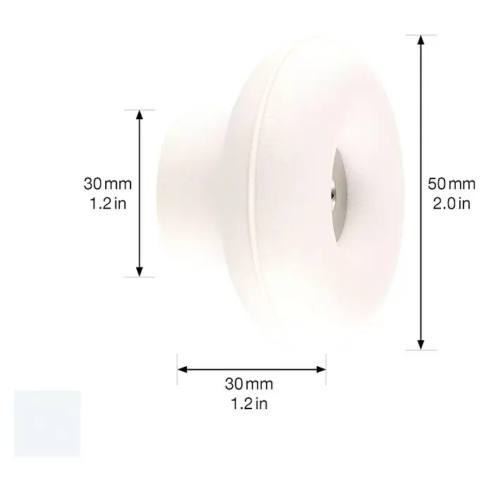 Wagner System Garderobenhaken DOT - Ø x H: 50 x 30 mm, Lichtgrau, 1 Stk. - Weißer runder Möbelknauf, 50mm (2,0 Zoll) Durchmesser, 30mm (1,2 Zoll) Ausladung.