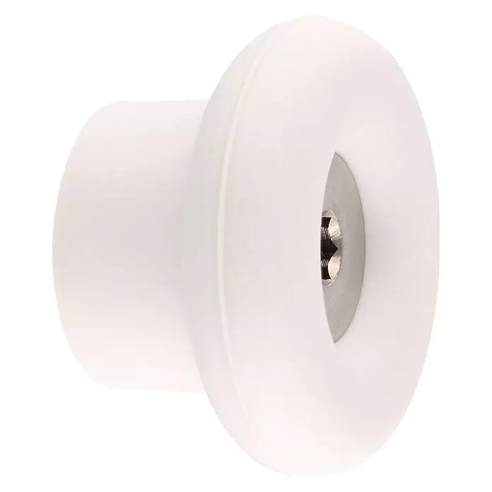 Wagner System Garderobenhaken DOT - Ø x H: 40 x 25 mm, Lichtgrau, 1 Stk. - Weißer runder Knopf mit metallischem Einsatz und sternförmigem Antrieb.