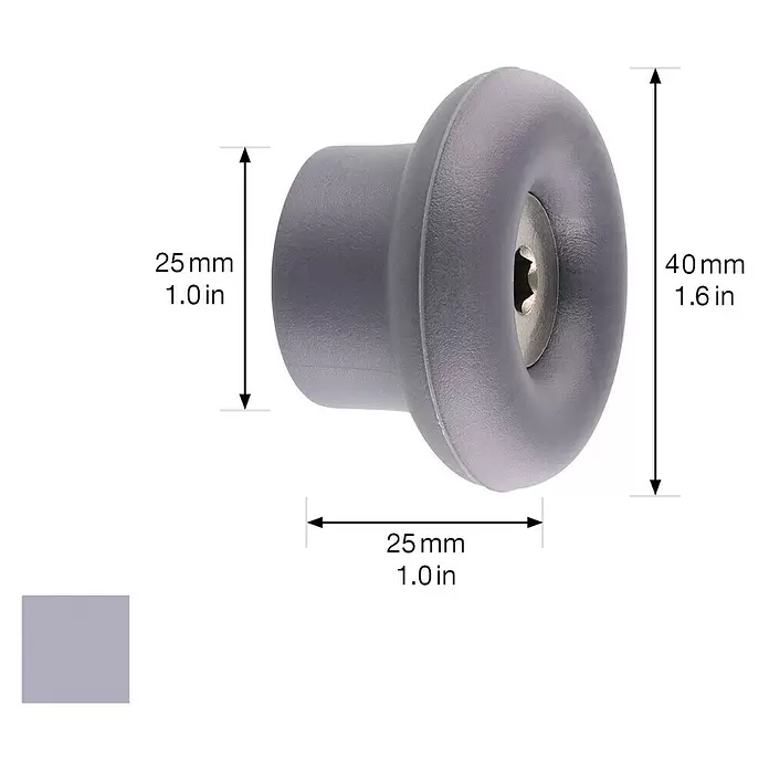 Wagner System Garderobenhaken DOT - Ø x H: 40 x 25 mm, Schiefergrau, 1 Stk. - Grauer Pilzgriff mit silbernem Torx-Antrieb, 40 mm Durchmesser, 25 mm Tiefe. Zum Befestigen oder Einstellen.