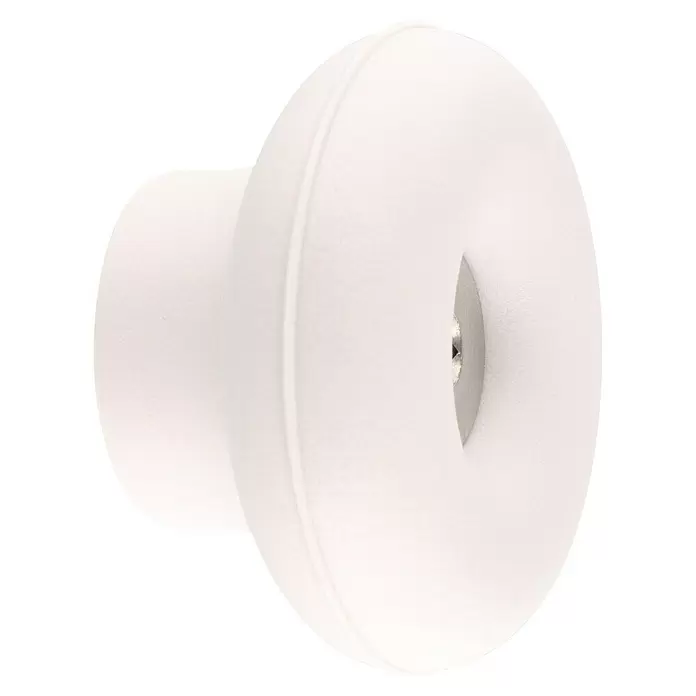 Wagner System Garderobenhaken DOT - Ø x H: 50 x 30 mm, Lichtgrau, 1 Stk. - Weißer runder Knopf mit strukturierter Oberfläche und zentraler silberfarbener Fassung mit kleiner Öffnung.