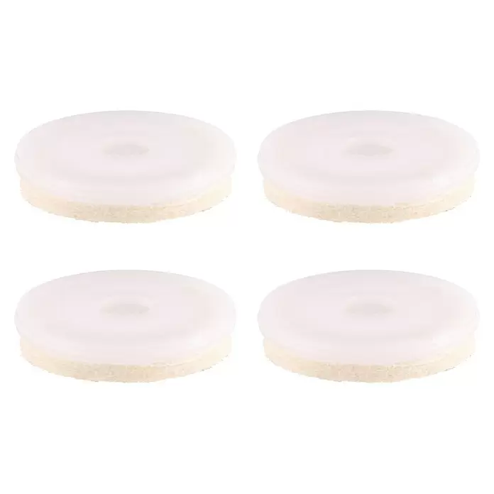 Wagner System Möbelgleiter-Set Quickclick Soft - Durchmesser: 50 mm, 4 Stk. - Vier weiße Filz-Polierpads mit zentraler Öffnung.