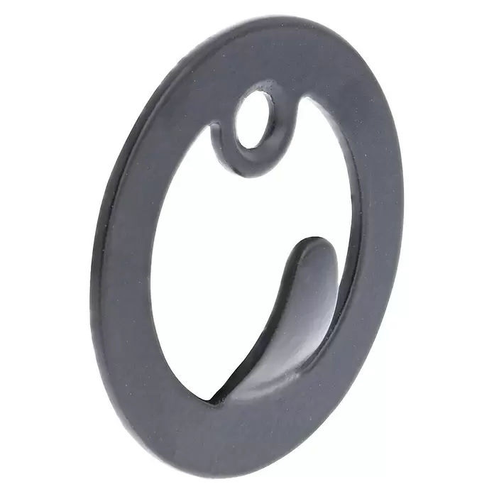 Wagner System Wandhaken - Ø x H: 40 x 10 mm, Traglast: 5 kg, 1 Stk. - Dunkelgrauer ovaler Gurteinsteller mit zwei integrierten Haken.