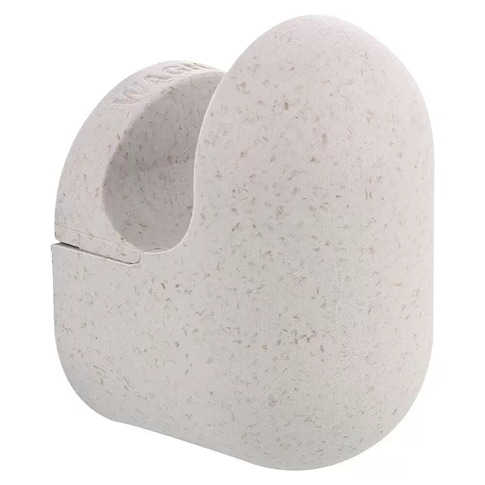 Wagner System Garderobenhaken PILL - L x B x H: 35 x 30 x 50 mm, Lichtgrau, 1 Stk. - Gesprenkelter, cremefarbener eiförmiger Halter mit C-förmiger Öffnung.