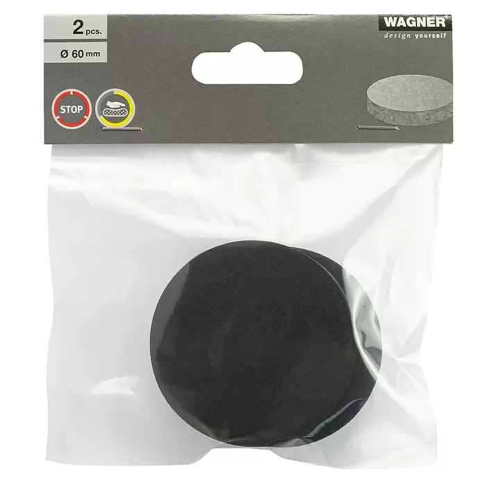 Wagner System Vibrationsdämpfer - Durchmesser: 60 mm, Schwarz, 2 Stk. - Zwei schwarze, runde Filzgleiter, 60mm Durchmesser, für Möbelschutz. 2er-Pack.