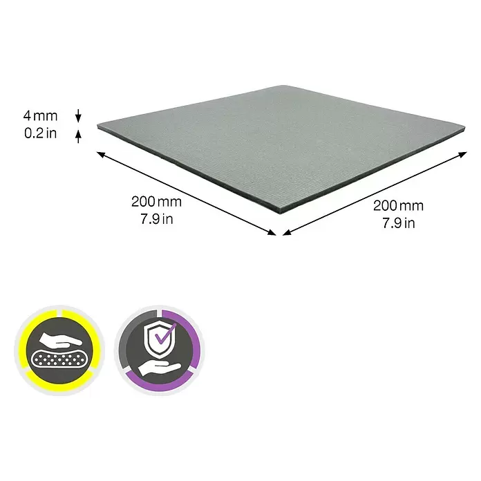 Wagner System Bodenschutzmatte - L x B x H: 200 x 200 x 4 mm, 1 Stk., Grau, Kleben - Graues 200x200x4mm Pad für Griffigkeit und Schutz.