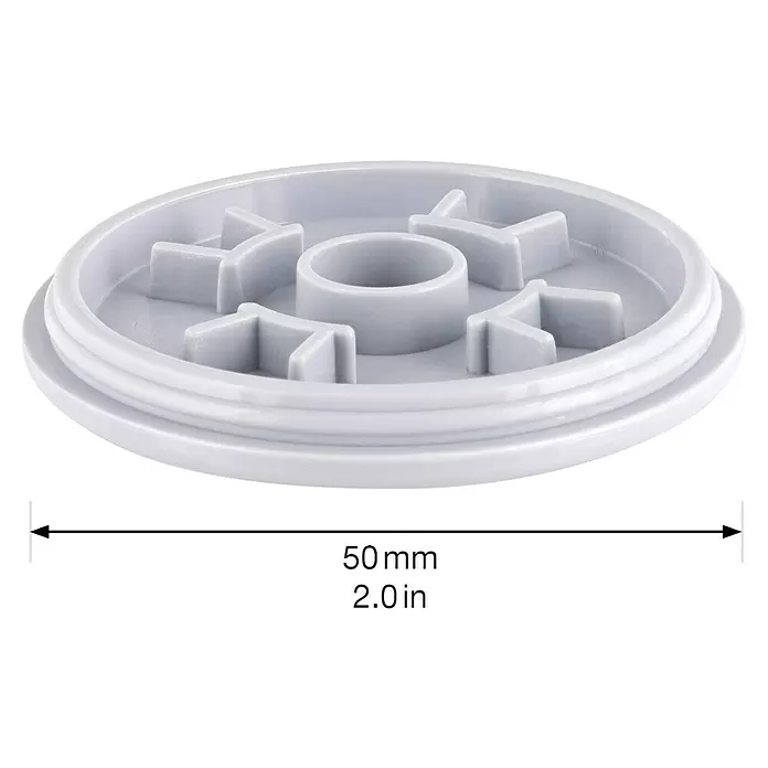 Wagner System Möbelgleiter 4 x QC-GLEITER SUPER - Durchmesser: 50 mm, Stecken - Hellgrauer 50mm Kunststoff-Futtereinsatz mit Zentralring und T-förmigen Trennwänden.