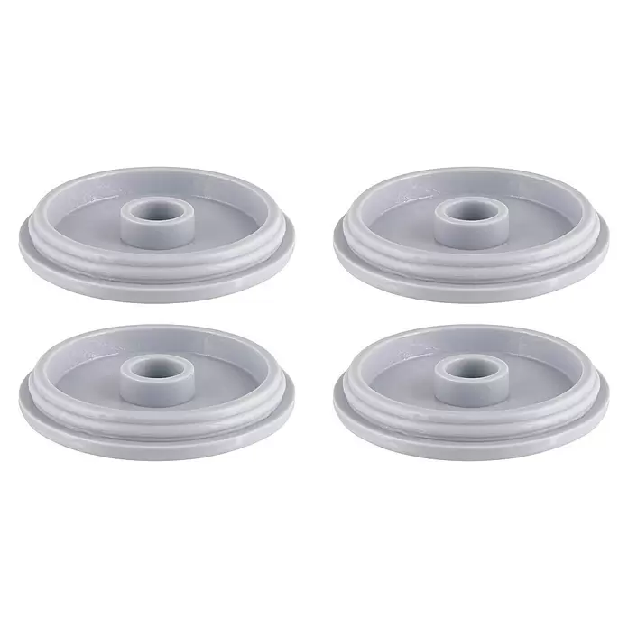 Wagner System Möbelgleiter QC-GLEITER SUPER - Durchmesser: 40 mm, Stecken - Vier hellgraue Kunststoff-Schraubverschlüsse mit zentraler Öffnung, passend für Flaschen oder Behälter.