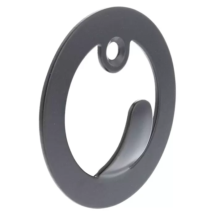 Wagner System Wandhaken - Ø x H: 70 x 15 mm, Traglast: 5 kg, 1 Stk. - Dunkelgrauer ovaler Aufhänger mit integriertem Haken und oberem Montageloch.