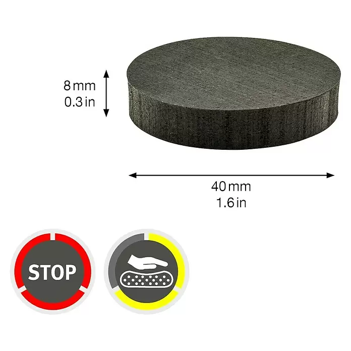 Wagner System Vibrationsdämpfer - Durchmesser: 40 mm, Schwarz, 4 Stk. - Dunkelgraues rundes Filzpad, 40 mm Durchmesser, 8 mm dick, für Rutschschutz oder Dämpfung.