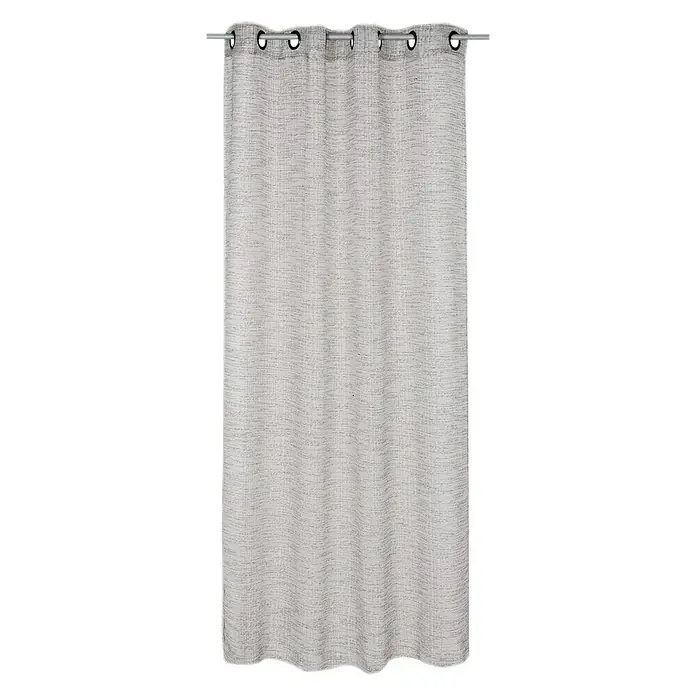 Visillo para ventana Ethnique - 140 x 250 cm, 100% poliéster, Gris - Una cortina gris con suspensión de ojal, que ofrece privacidad con su tejido opaco y superficie texturizada, ideal para espacios habitables.