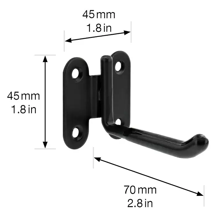 Wagner System Wandhaken WH2091 - L x B x H: 70 x 45 x 45 mm, 1 Stk. - Schwarzer L-förmiger Metallhaken mit Befestigungslöchern zum Aufhängen von Gegenständen.