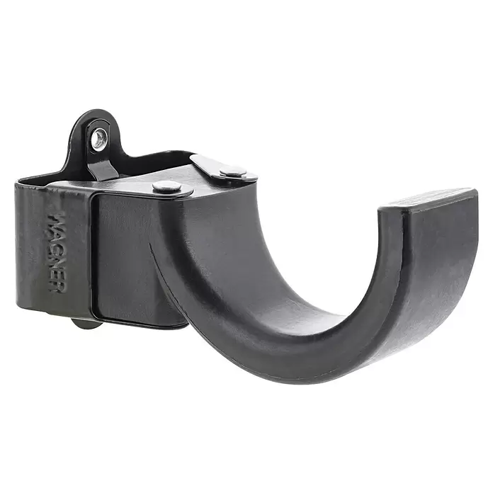 Wagner System Wandhalterung Haken Groß - L x B x H: 90 x 52 x 38 mm, 1 Stk. - Schwarz, klappbarer, U-förmiger Wagner-Haken mit geprägtem Logo zum Aufhängen oder Befestigen.