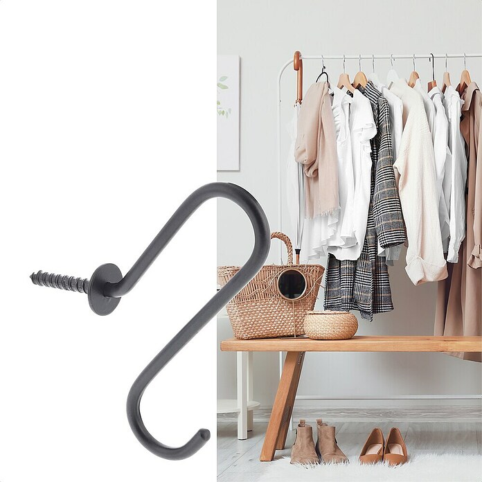 Wagner System Garderobenhaken WH431 (L x H: 70 x 106 mm, Schwarz, 1 Stk.) | BAUHAUS