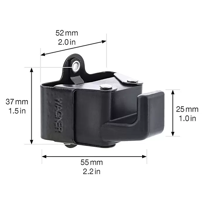 Wagner System Wandhalterung Haken Klein - L x B x H: 55 x 52 x 37 mm, 2 Stk. - Schwarzer Wagner Universalhaken mit obenliegender Montageöse.