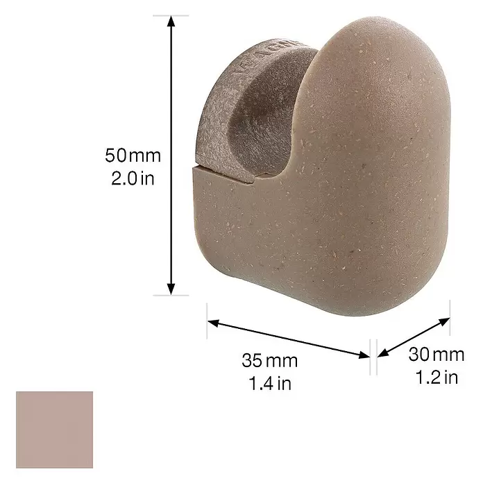 Wagner System Garderobenhaken PILL - L x B x H: 35 x 30 x 50 mm, Taupe, 1 Stk. - Kleiner, abgerundeter, bräunlich-beiger C-Clip mit strukturierter Oberfläche, möglicherweise für Kabel oder Werkzeuge.
