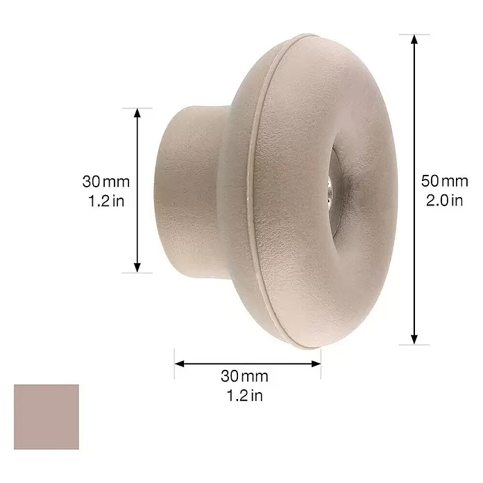 Wagner System Garderobenhaken DOT - Ø x H: 50 x 30 mm, Taupe, 1 Stk. - Beige, abgerundeter Knopf mit angegebenen Maßen.