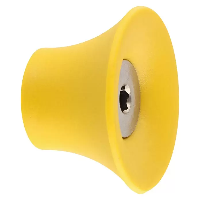 Wagner System Garderobenhaken - Ø x H: 40 x 25 mm, Gelb, 1 Stk. - Gelbes konisches Gummi-/Kunststoffteil mit einem eingebetteten silbernen Torx-Schraubenkopf.