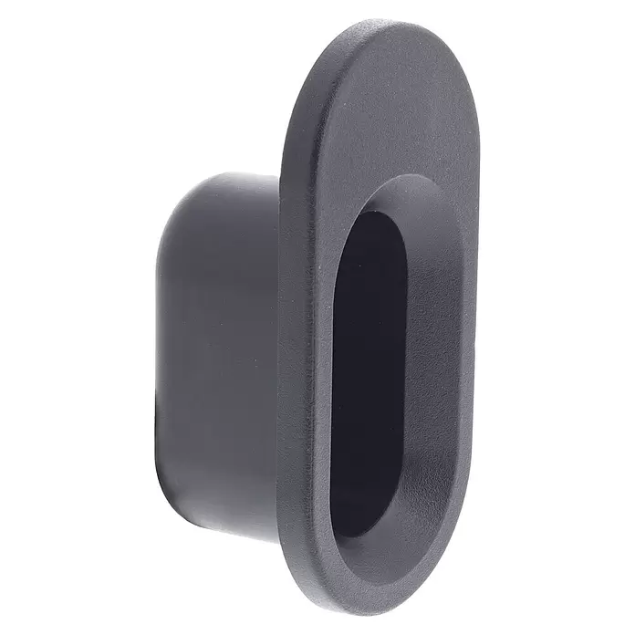 Wagner System Wandhaken WH0460 - L x H: 32 x 75 mm, 1 Stk. - Dunkelgraues strukturiertes Kunststofffitting mit ovaler Öffnung und zylindrischem Körper.