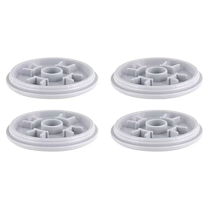 Wagner System Möbelgleiter 4 x QC-GLEITER SUPER - Durchmesser: 50 mm, Stecken - Weiße Kunststoffscheibe mit zentralem Loch und sternförmigen Speichen.