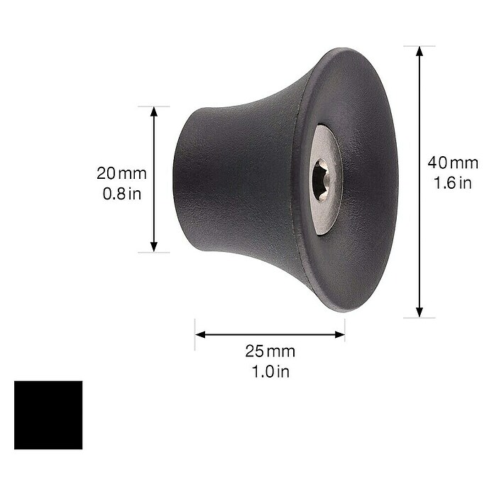 Wagner System Garderobenhaken (Ø x H: 40 x 25 mm, Schwarz, 1 Stk.) | BAUHAUS