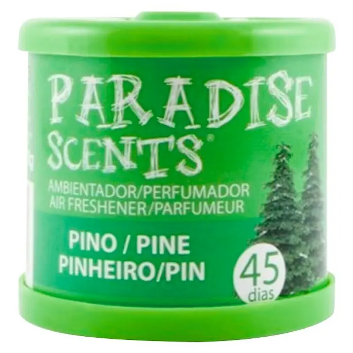 BAUHAUS Ambientador de coche gel - Pino, 6 sem. - 7 sem. - Ambientador verde Paradise Scents con aroma a pino, que proporciona un ambiente fresco y natural hasta por 45 días.