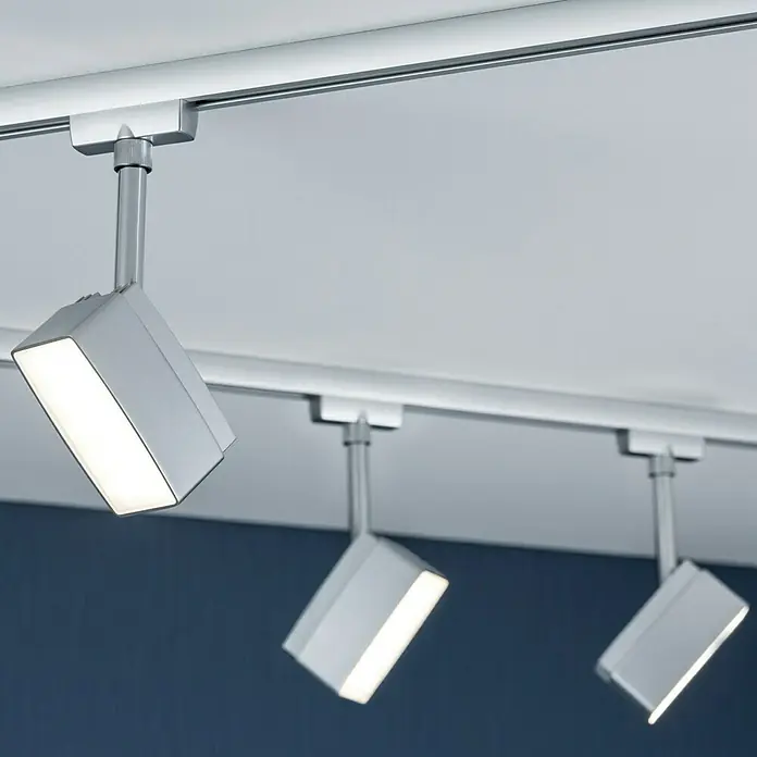 Paulmann URail Lámparas LED - 5 W, Cromado mate, L x An x Al: 5 x 4,8 x 17,5 cm - Luces de riel plateadas instaladas en el techo, que proporcionan un ambiente moderno y brillante. Perfecto para espacios residenciales o comerciales.
