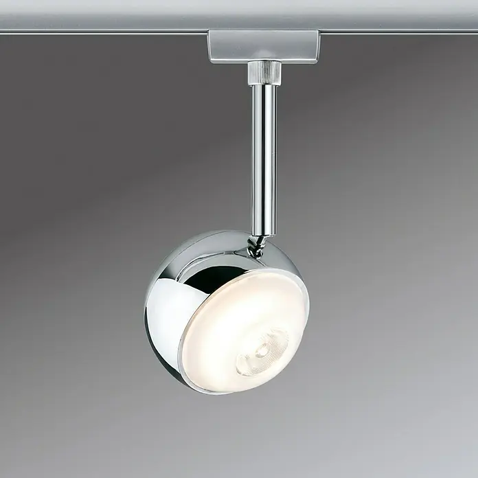 Paulmann URail LED-Spot Capsule II - 6 W, Chrom - Strahler an einer Schiene. Der runde Strahler ist aus Chrom und gibt helles Licht.
