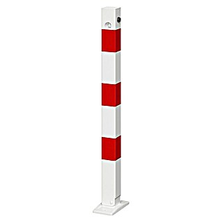 Stup za zabranu parkiranja (Visina iznad tla: 900 mm, D x Š: 70 x 70 mm, Čelik, Trobridno zaključavanje, Podna montaža, Bijelo-crvene boje)