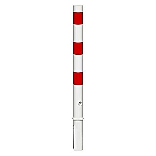 Sperrpfosten (Höhe über Boden: 900 mm, Durchmesser: 60 mm, Stahl, Dreikantverriegelung, Montageart: Stecken, Weiß/Rot)
