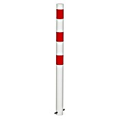 Sperrpfosten (Höhe über Boden: 900 mm, Durchmesser: 60 mm, Stahl, Ohne Öse, Montageart: Einbetonieren, Weiß/Rot)