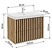Badmöbel-Set Line (81 cm, Gold Craft Eiche/Schwarz, Strukturiert) | BAUHAUS