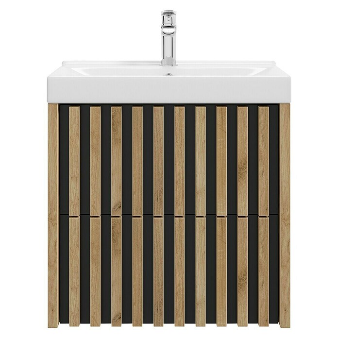 Badmöbel-Set Line (61 cm, Gold Craft Eiche/Schwarz, Strukturiert) | BAUHAUS