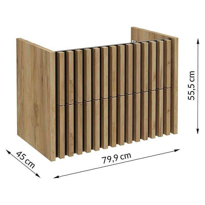 Badmöbel-Set Line (81 cm, Gold Craft Eiche/Schwarz, Strukturiert) | BAUHAUS