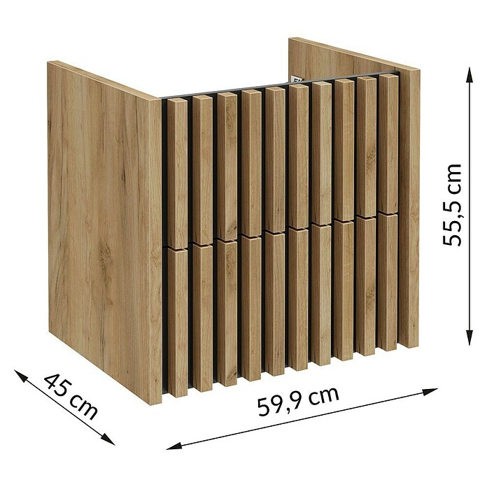 Badmöbel-Set Line (61 cm, Gold Craft Eiche/Schwarz, Strukturiert) | BAUHAUS
