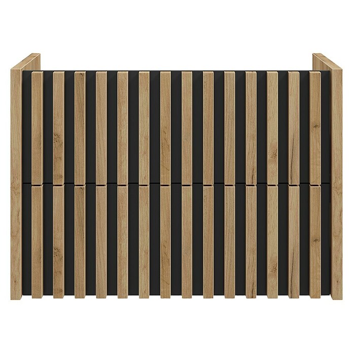 Badmöbel-Set Line (81 cm, Gold Craft Eiche/Schwarz, Strukturiert) | BAUHAUS