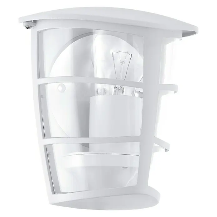 Eglo Aloria Aplique exterior - 60 W, 12 x 18 x 20 cm, Blanco, IP44, Pared - Farol de pared blanco con cristal transparente y bombilla para exterior.