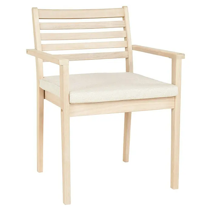 Sunfun Conjunto de muebles Nour mesa rectangular - 7 pzs., Especificación del material, Marrón - Un sillón de madera clara con asiento acolchado. El diseño simple complementa bien la decoración moderna.
