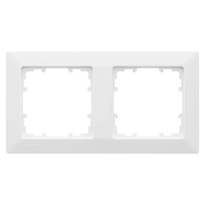 Siemens DELTA Mega Abdeckrahmen SIE044158 - Polar Weiß, 2-fach, Kunststoff, Schrauben - Weißer Kunststoff-Doppelrahmen für zwei elektrische Einsätze.
