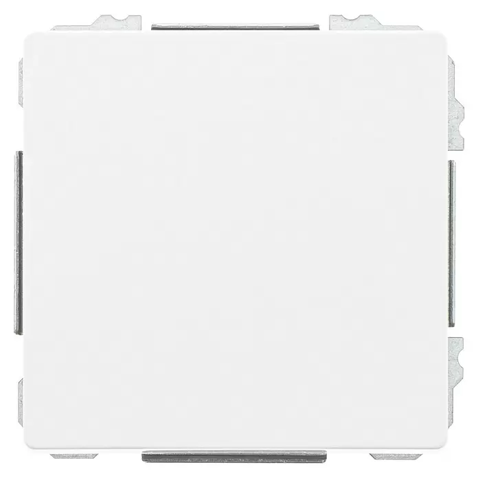 Siemens Delta Style Kreuzschalter SIE044257 - Polar Weiß, Glänzend, Unterputzmontage, 10 A - Weißer quadratischer Blindverschluss mit Befestigungslaschen.